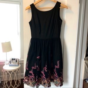 Beautiful Black Dress with Floral Embellishments